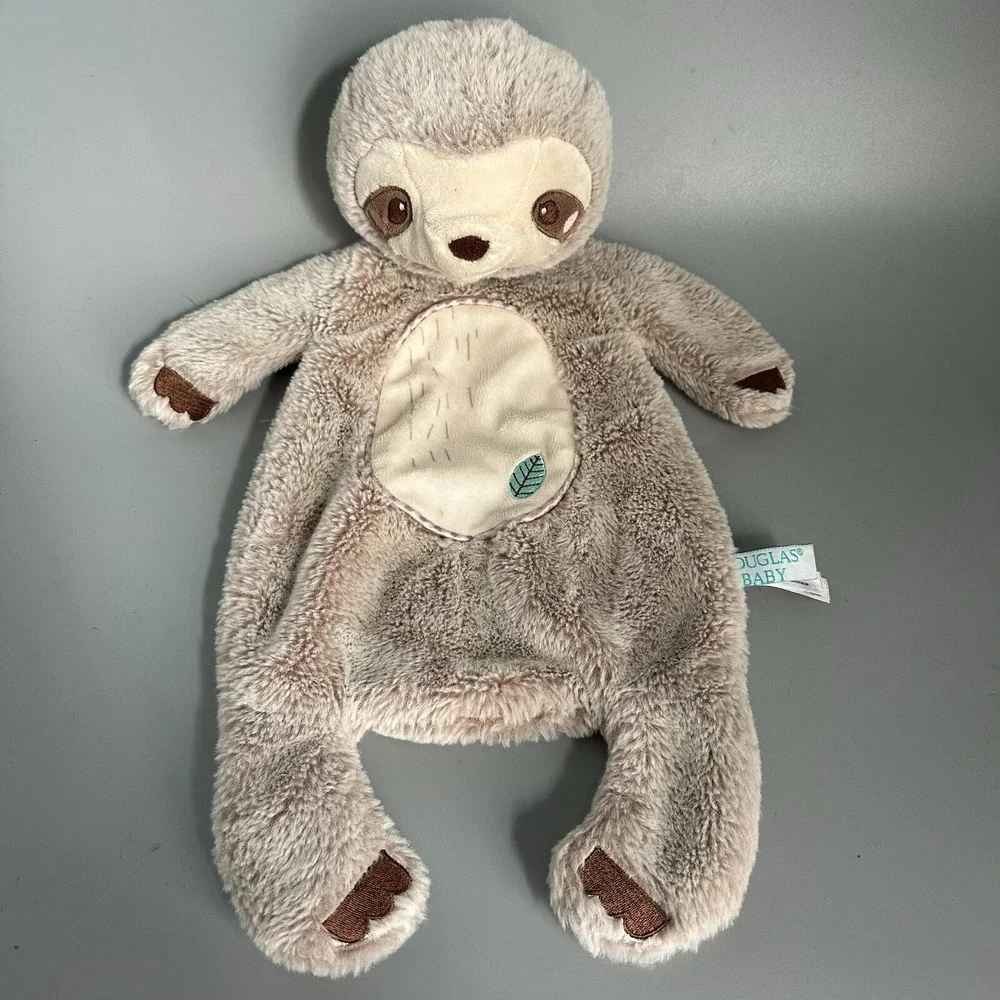 Douglas Baby Sloth Plush Lovey Security Blanket Brown Tan Soft Stuffed Animal